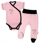 Baby Nellys 2-dílná sada body kr. rukáv + polodupačky, růžová - Baby Little Star, vel. 68; 68 (3-6m)