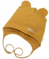Čepička na zavazování, bavlna, Little Teddy, Baby Nellys, hořčicová; 50/56 (0-2m)