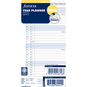Filofax, Plánovací Kalendář 2024 osobní, vertikální, AJ
