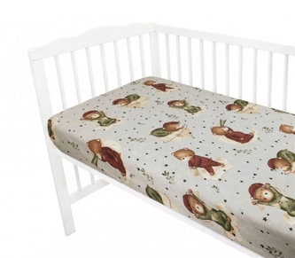 Prostěradlo do postýlky, bavlna, Teddy and Moon - béžová; 120x60