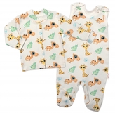 Baby Nellys 2-dílná sada bavlněné dupačky s košilkou, Camels baby - krémová, vel. 62; 62 (2-3m)