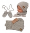 Baby Nellys Pletená čepice s šálou a rukavičky 3v1, STAR - béžová, vel. 56/62; 56/62 (0-3m)