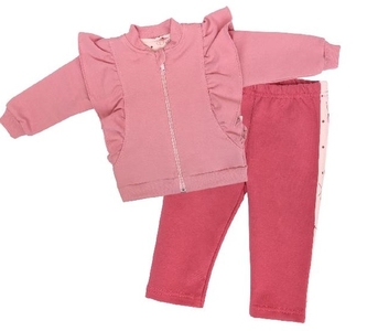 Mamatti Dětská tepláková souprava zapínání na zip Vlčí Mák - růžová, malinová; 68 (3-6m)