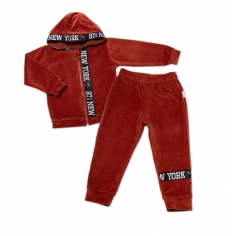 Mamatti Dětská tepláková souprava Velvet zapínání na zip, Fox, hnědá, vel. 62; 62 (2-3m)