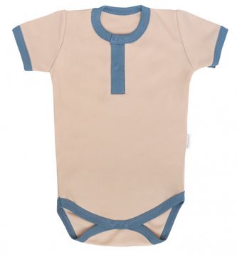 Mamatti Bavlněné body polo kr. rukáv, Dinosaurus- krémové, vel. 74; 74 (6-9m)