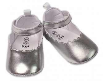 Kojenecké capáčky, balerínky YO! na suchý zip, stříbrné; 62-74 (3-9m)