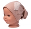 Dětská čepice bavlna, Srdíčka s kamínky, Baby Nellys, cappuccino; 80/86 (12-18m)