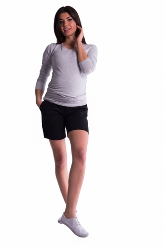 Be MaaMaa Těhotenské kraťasy s elastickým pásem - černé, vel. XXL; XXL (44)
