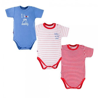 EEVI Koj. body kr. rukáv, sada 3 ks - RUN&FUN love, modré, vel. 80; 80 (9-12m)