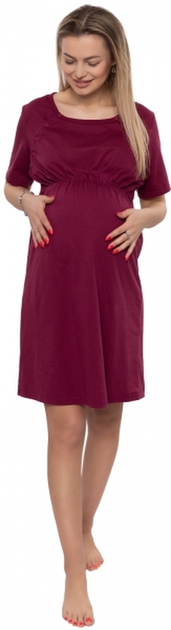 Dámská těhotenská/kojící noční košile Luna, bordo, vel. XXL, Be MaaMaa; XXL (44)