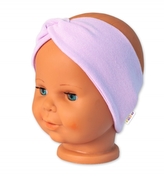 Baby Nellys Bavlněná čelenka dvouvrstvá, lila, vel. 6-9 měsíců; 68-74 (6-9m)