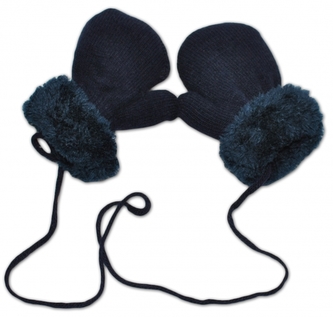 Zimní kojenecké rukavičky s kožíškem - se šňůrkou YO - granát/granátový kožíšek 98/104; 98-104 (2-4r)