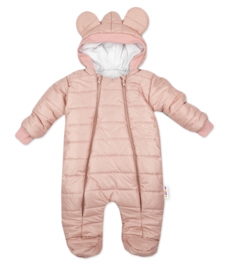 Zimní prošívaná kombinéza Lux s kapucí Ouško Baby Nellys, pudrová, vel. 68; 68 (3-6m)