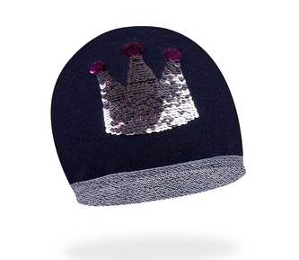 Bavlněná čepička s flitry YO ! Korunka - granátová; 80/86 (12-18m)