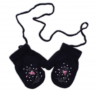 Zimní dívčí rukavičky se šňůrkou Micka - granátové, vel. 110; 110 (4-5r)