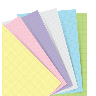 Filofax, Papíry pro notebook, čtverečkované, kapesní, mix pastelových barev