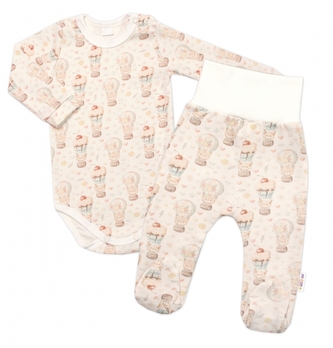 2-dílná sada body zap. u krku + polodupačky, Baby Nellys, Sweet Candy - krémová; 74 (6-9m)