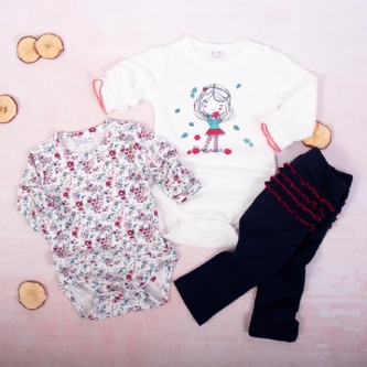 K-Baby 3 dílná sada - 2x body dl. rukáv,legíny, Děvčátko a podzim - bílá, granát; 62 (2-3m) K-Baby 3 dílná sada - 2x body dl. rukáv,legíny, Děvčátko a podzim - bílá, granát; 62 (2-3m)