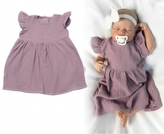 Dětské letní mušelínové šatičky kr.rukáv Sweet Summer, Baby Nellys, švestkové, vel. 104/11; 104/110 (3-5r)