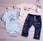 K-Baby 3-dílná sada - 2xbody dl. rukáv,tepláčky, New Robot Baby, béžová,sv. modrá, vel. 68; 68 (3-6m)