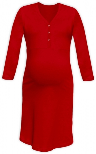 JOŽÁNEK Těhotenská, kojící noční košile PAVLA 3/4 - červená; L/XL