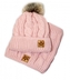 BABY NELLYS Zimní pletená čepice s bambulí + komínek, starorůžová, vel. 104/116; 104-116 (4-6r)