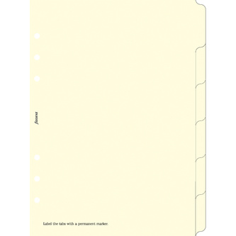 Filofax, Rozřazovače pro diáře, 6 záložek, A5, krémová