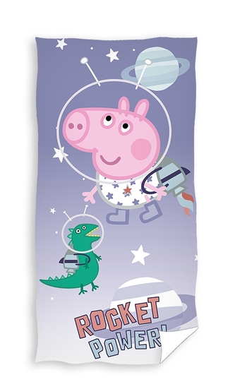 Dětská froté osuška 70x140cm Prasátko Pepa Astronaut, Carbotex, modrá
