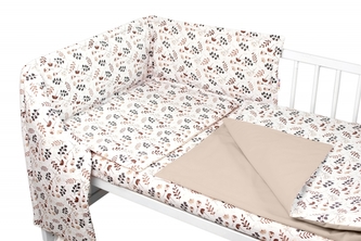 Mantinel s povlečením, 3dílná sada Louka, béžová/hnědá, 135x100 cm; 135x100