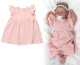 Dětské letní mušelínové šatičky kr. rukáv Sweet Summer, Baby Nellys, pudrová, vel. 92/98; 92-98 (18-36m)