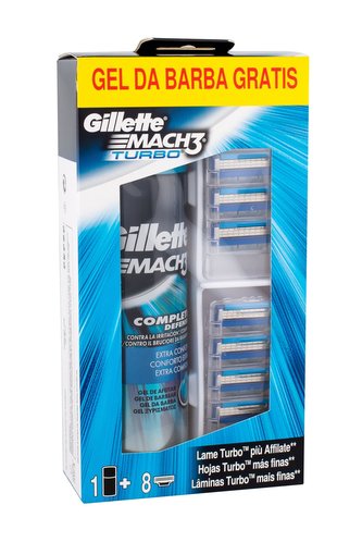 Gillette Mach3 Turbo náhradní hlavice 8 ks + gel na holení Extra Comfort 200 ml