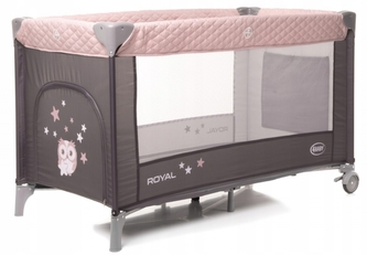 Cestovní postýlka 4 BABY,  Royal Sovička - růžová