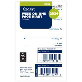 Filofax, Kalendář 2024 mini, týden/1 strana, AJ