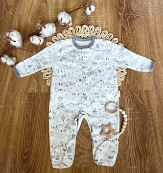 Kojenecký bavlněný overal Mamatti, Město - bílo/šedý, vel. 62