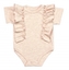 Body kr. rukáv s volánkem, bavlna, zapínání vzadu, Emily Mrofi, béžový melírek, vel. 74; 74 (6-9m)