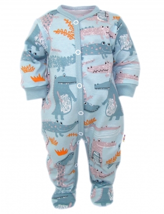 Baby Nellys Kojenecký overálek, pyžámko Krokodýl Eda, mint; 52 (0-1m)