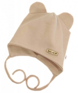 Čepička na zavazování, bavlna, Little Teddy, Baby Nellys, béžová, vel. 74/80