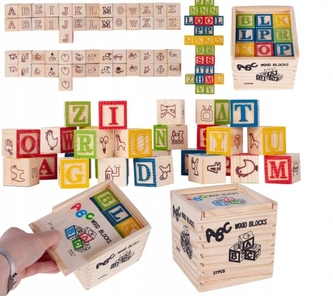 Tulimi dřevěná stavebnice s čísly a písmeny v kostce Tulimi dřevěná stavebnice s čísly a písmeny v kostce