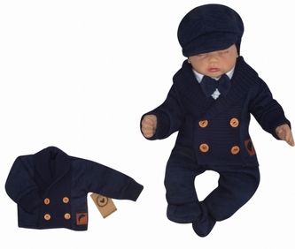 Z&Z Pletený elegantní svetřík s knoflíčky Boy, granátový, vel. 80; 80 (9-12m)