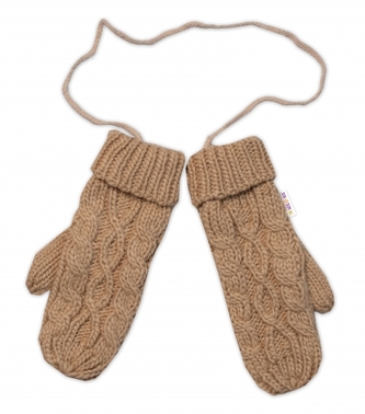 Dámské pletené palčáky s fleecovou podšívkou Baby Nellys, cappuccino; 23