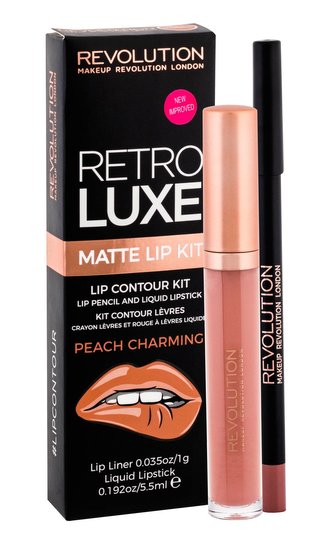 Makeup Revolution London Retro Luxe tekutá rtěnka 5,5 ml + konturovací tužka na rty 1 g