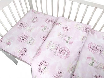 2-dílné bavlněné povlečení - Zajíček a létající balón - růžové, vel. 135x100 cm; 135x100