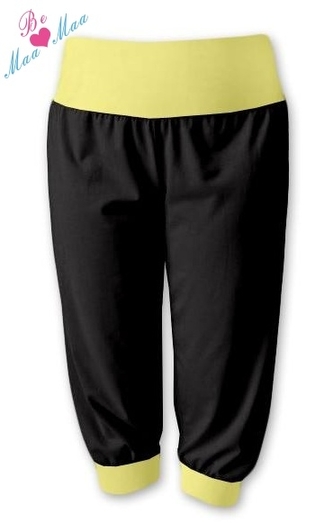 Be MaaMaa Sportovní 3/4 legíny CAPRI - černé/žluté; S/M