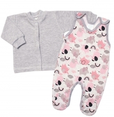 Baby Nellys 2-dílná sada, bavlněné dupačky s košilkou Sloníci, šedá, vel. 62; 62 (2-3m)