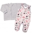 Baby Nellys 2-dílná sada, bavlněné dupačky s košilkou Sloníci, šedá, vel. 62; 62 (2-3m)
