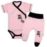 Baby Nellys 2-dílná sada body kr. rukáv + polodupačky, růžová - Zebra, vel. 56; 56 (1-2m)