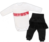 Mamatti 2dílná sada Body dl. rukáv s tutu volánkem, tepláčky s tutu, bílé, černé, vel. 62; 62 (2-3m)