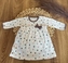 Bavlněné šaty s mašličkou, dl. rukáv, Puntík, Mamatti, smetanové s potiskem, vel. 86; 86 (12-18m)