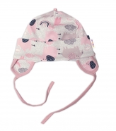 Bavlněná čepička na zavazování, Sloníci, růžová, 62/68; 62/68 (3-6m)