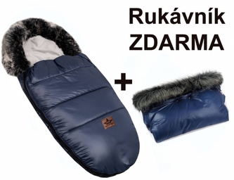 Zimní fusak s kožešinou + rukávník zdarma, Baby Nellys, 50 x 100cm, granát